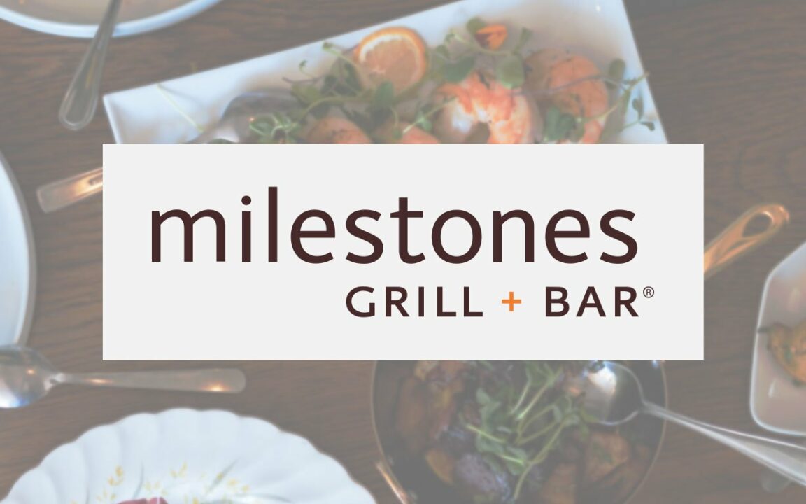 Milestones logo in front of prepared food.